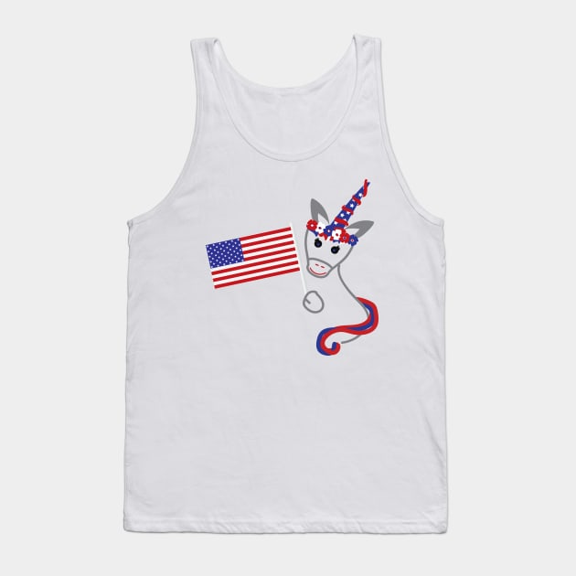 4th of July Unicorn and Usa flag Tank Top by sigdesign